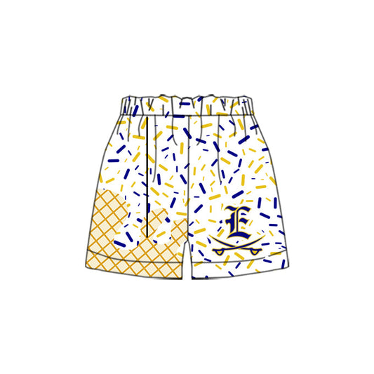 Custom Moq 3 football team yellow boys shorts