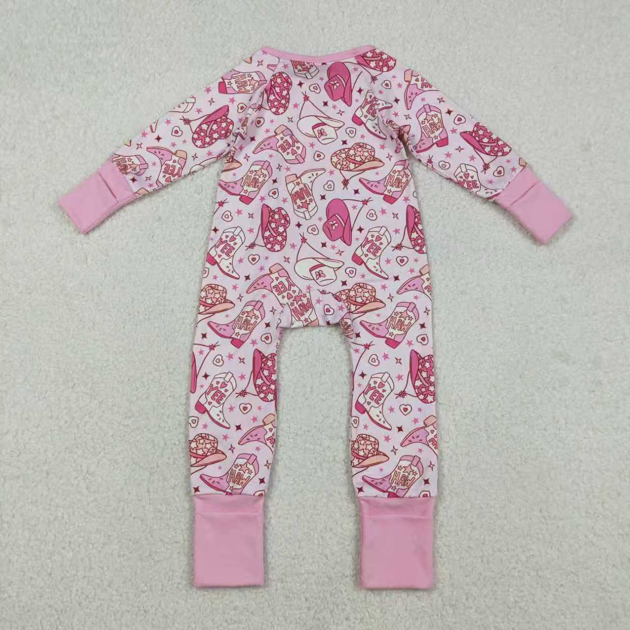 Western Boots Har Pink Girls Romper/Pajamas RTS Sibling Clothes