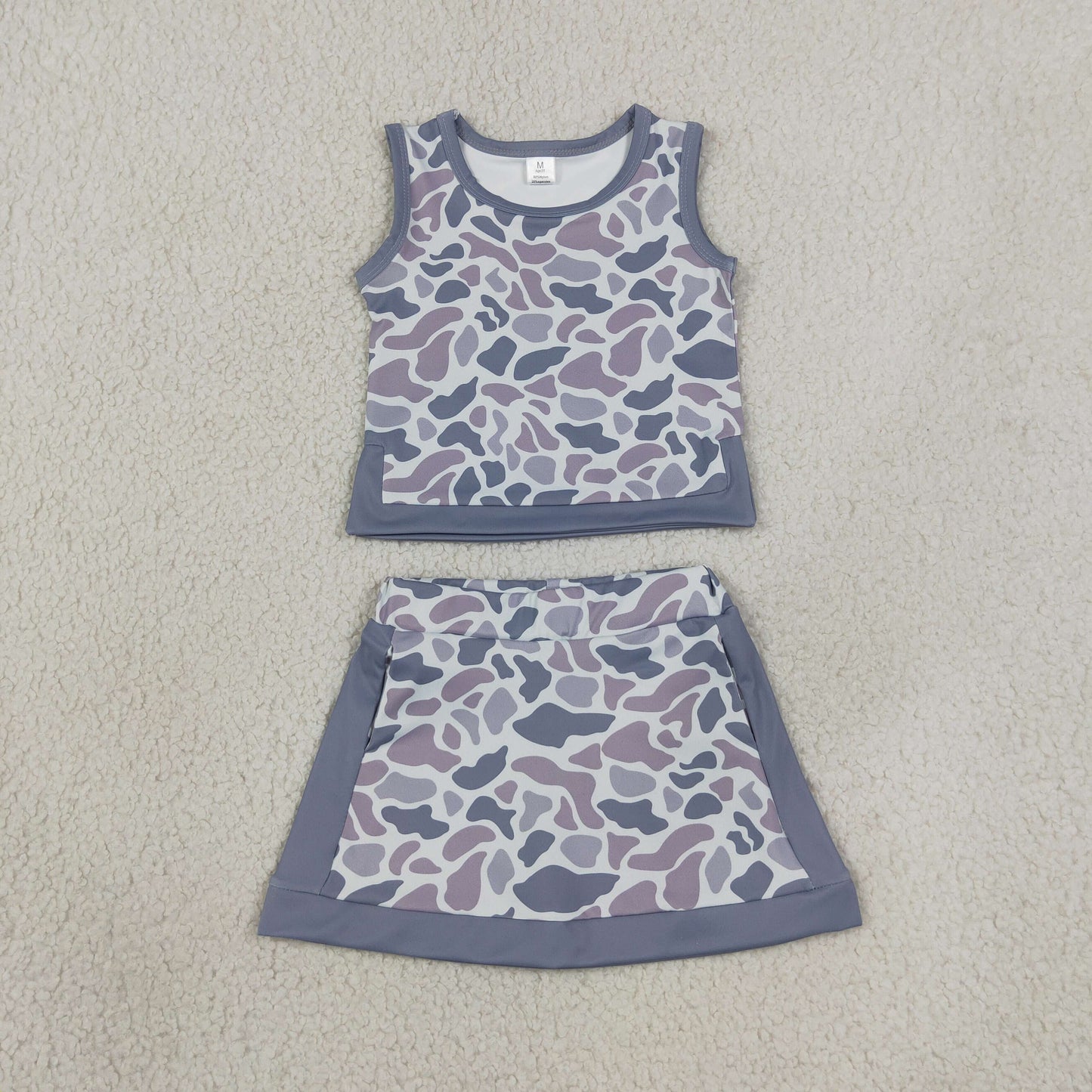 GSD4230 Yoga Camo Sleeveless Bows Skorts Girls Set