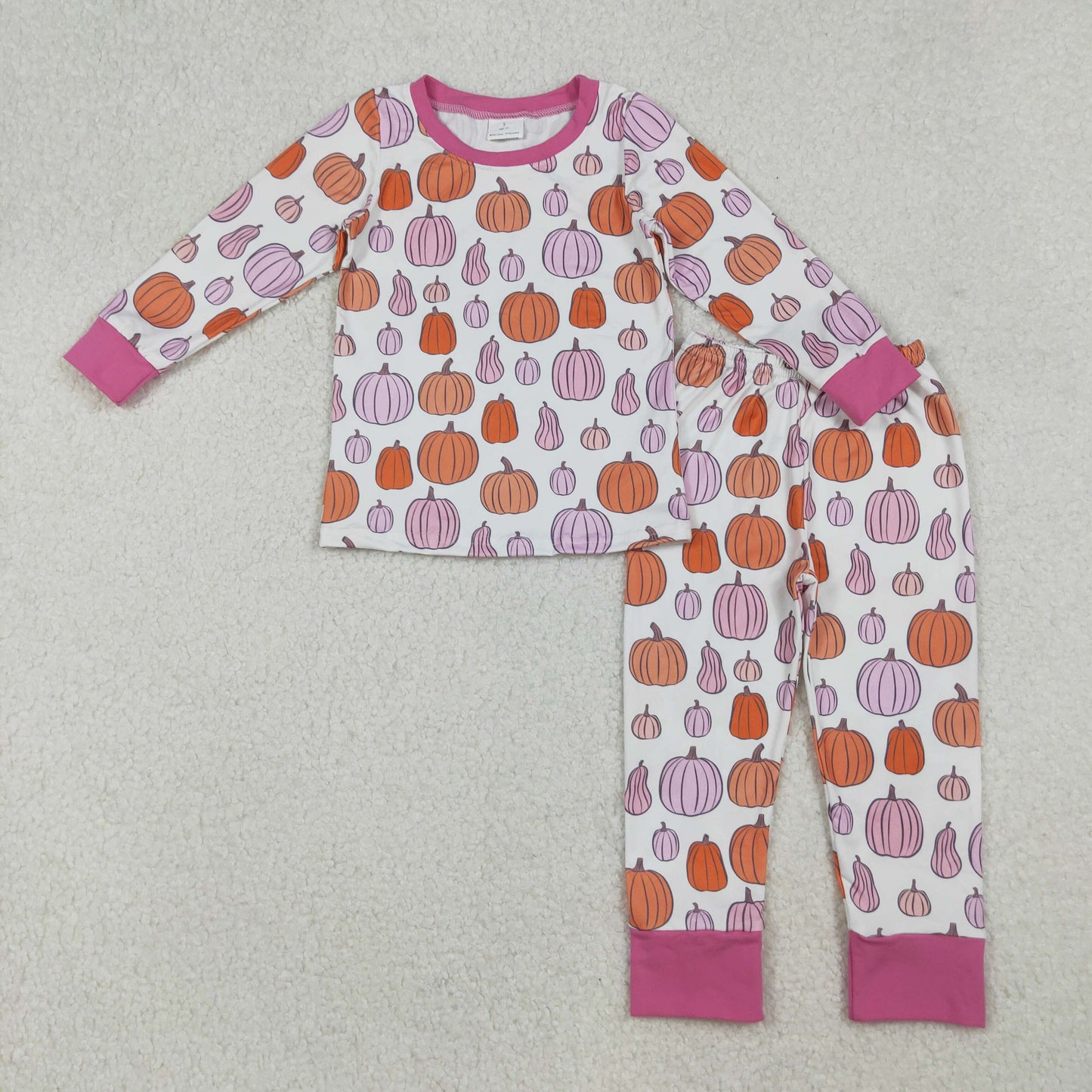 GLP2702 orange pumpkin hot pink long sleeve pants girls pajamas