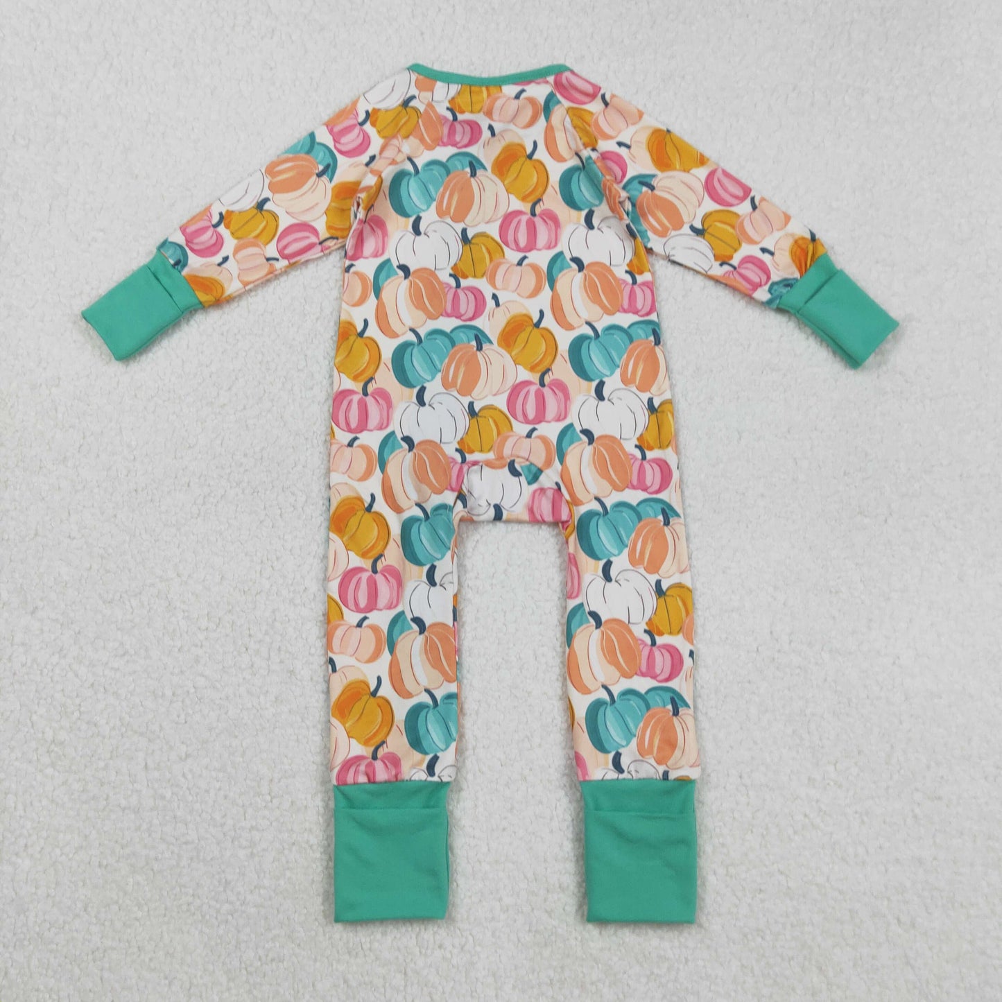 LR2552 colorful pumpkin orange blue zipper long sleeve girls romper