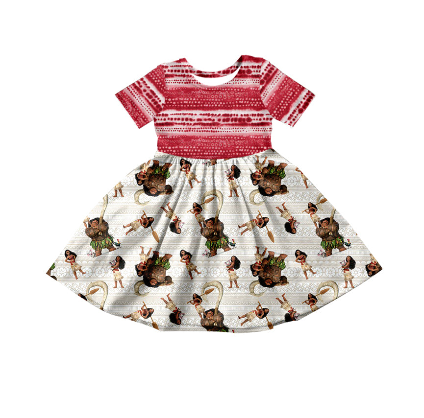 custom Cartoon Red Short Sleeve Girls Dress