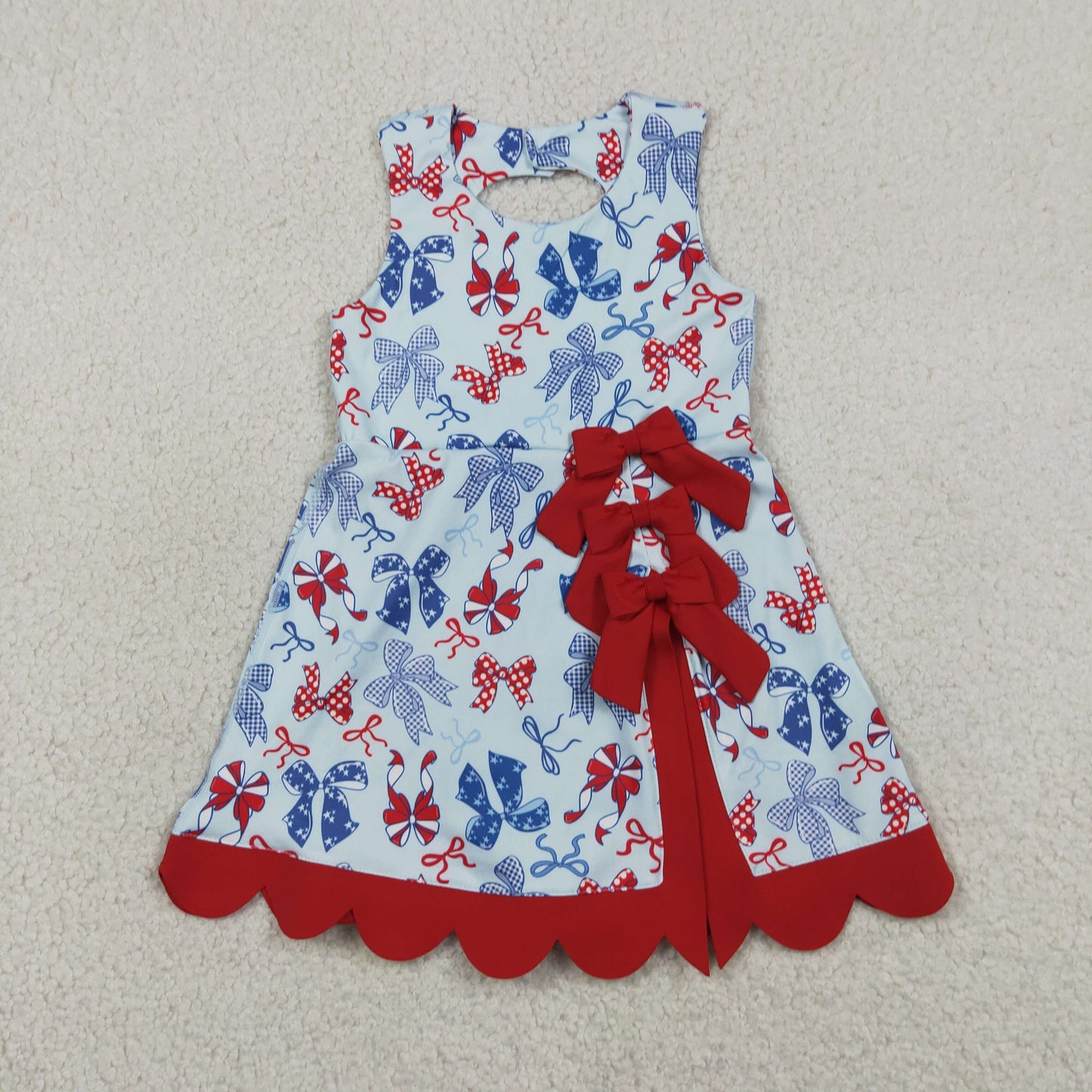 GSD3875 yoga July 4th Bows Sleeveless Shorts Girls Dress