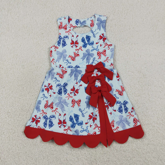 GSD3875 yoga July 4th Bows Sleeveless Shorts Girls Dress