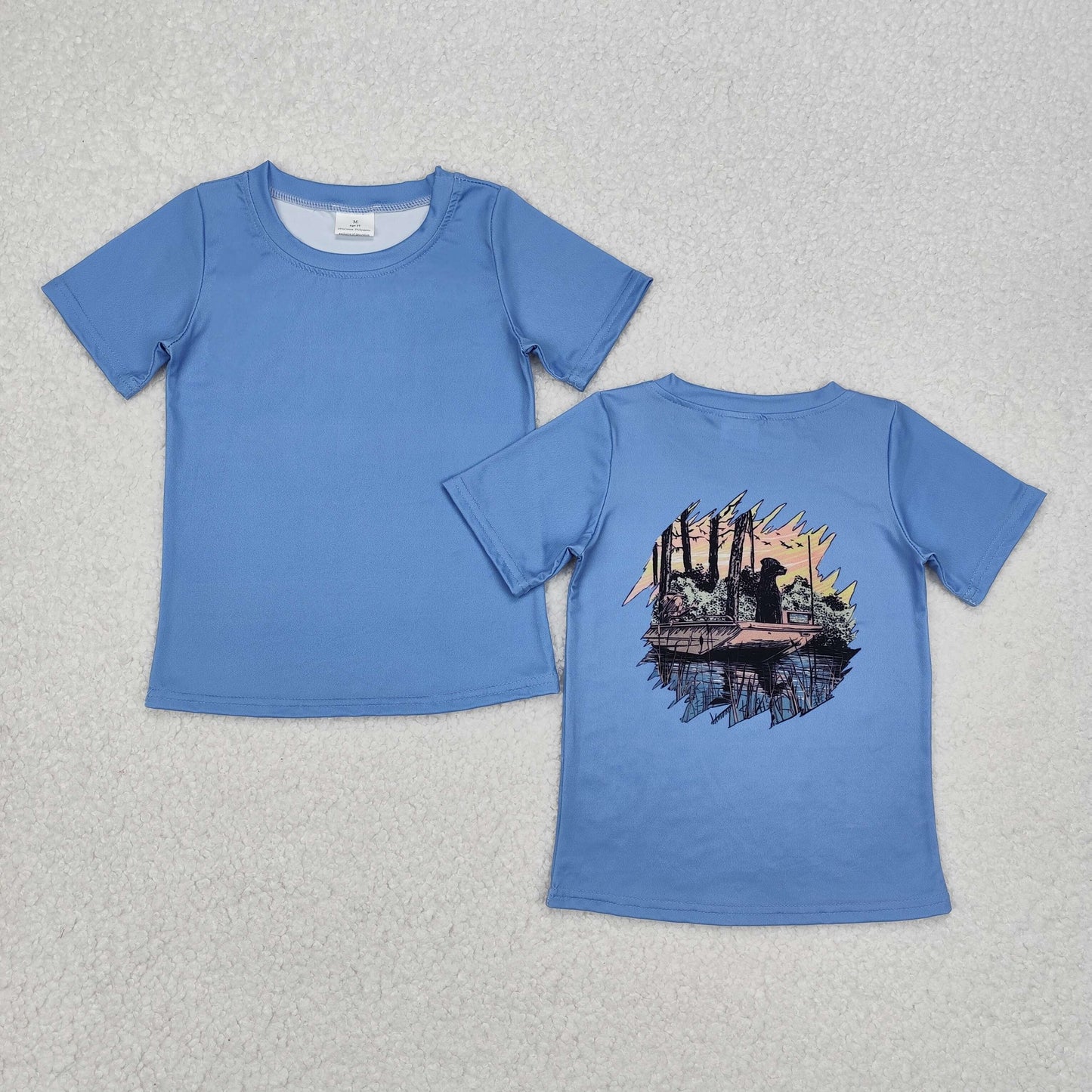 BT1082 hunting season dog blue short sleeve boys top