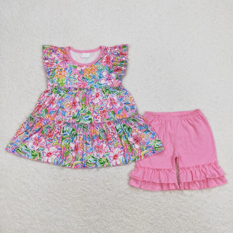 colorful flowers hot pink RTS sibling clothes