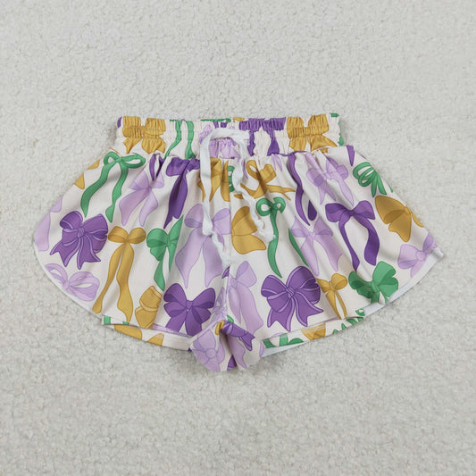 SS0684 yoga Mardi Gras Bows girls shorts