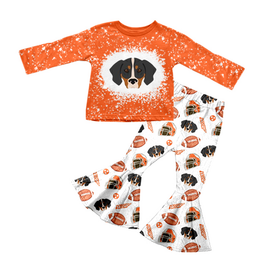 custom S 8.22 Orange dog long sleeve pants girls set