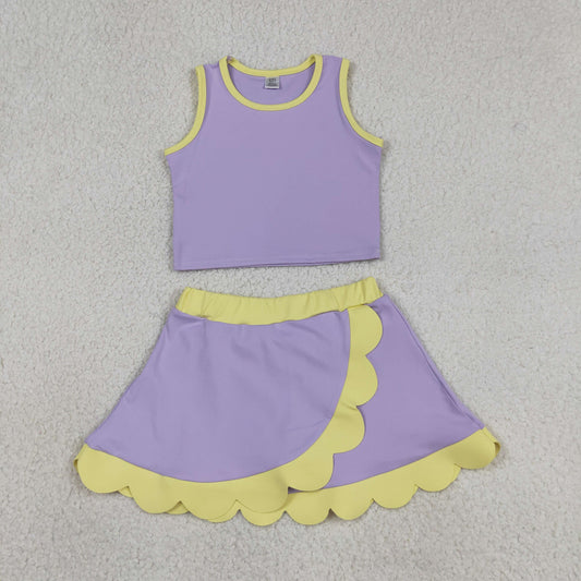 GSD4011 Yoga Purple Sleeveless Skorts Girls Set
