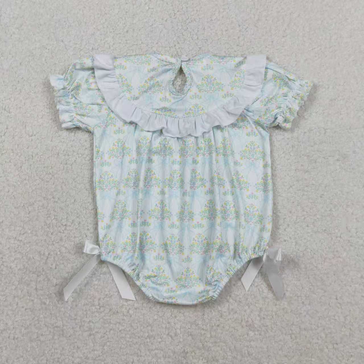 Smocked Embroidery Bows Flowers Dress/Romper Sibling Clothes RTS