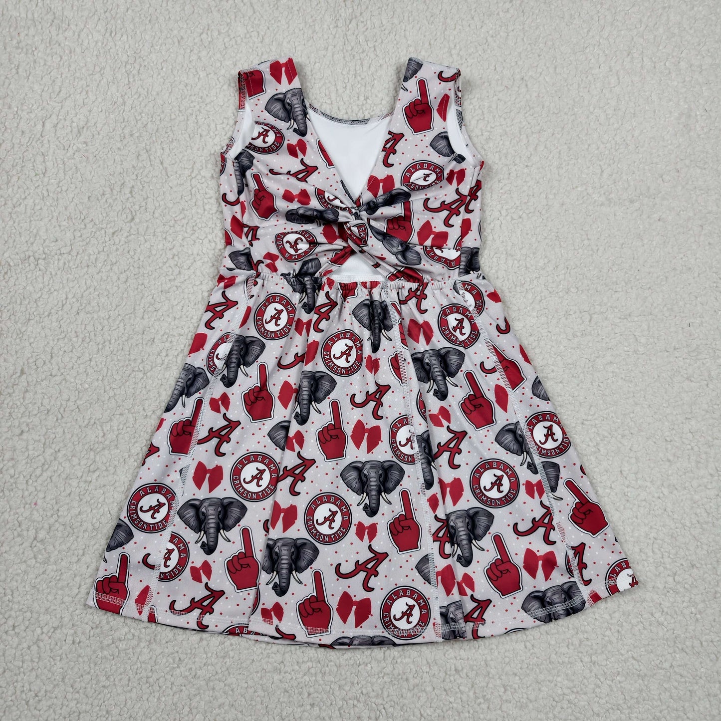 GSD3582 Item Elephant Bows Sleeveless Skorts Girls Dress