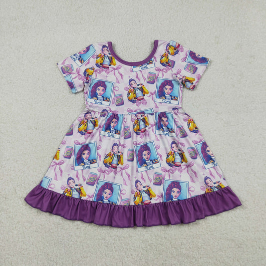 GSD3272 Hunter Bows K Purple Short Sleeve Girls Dress