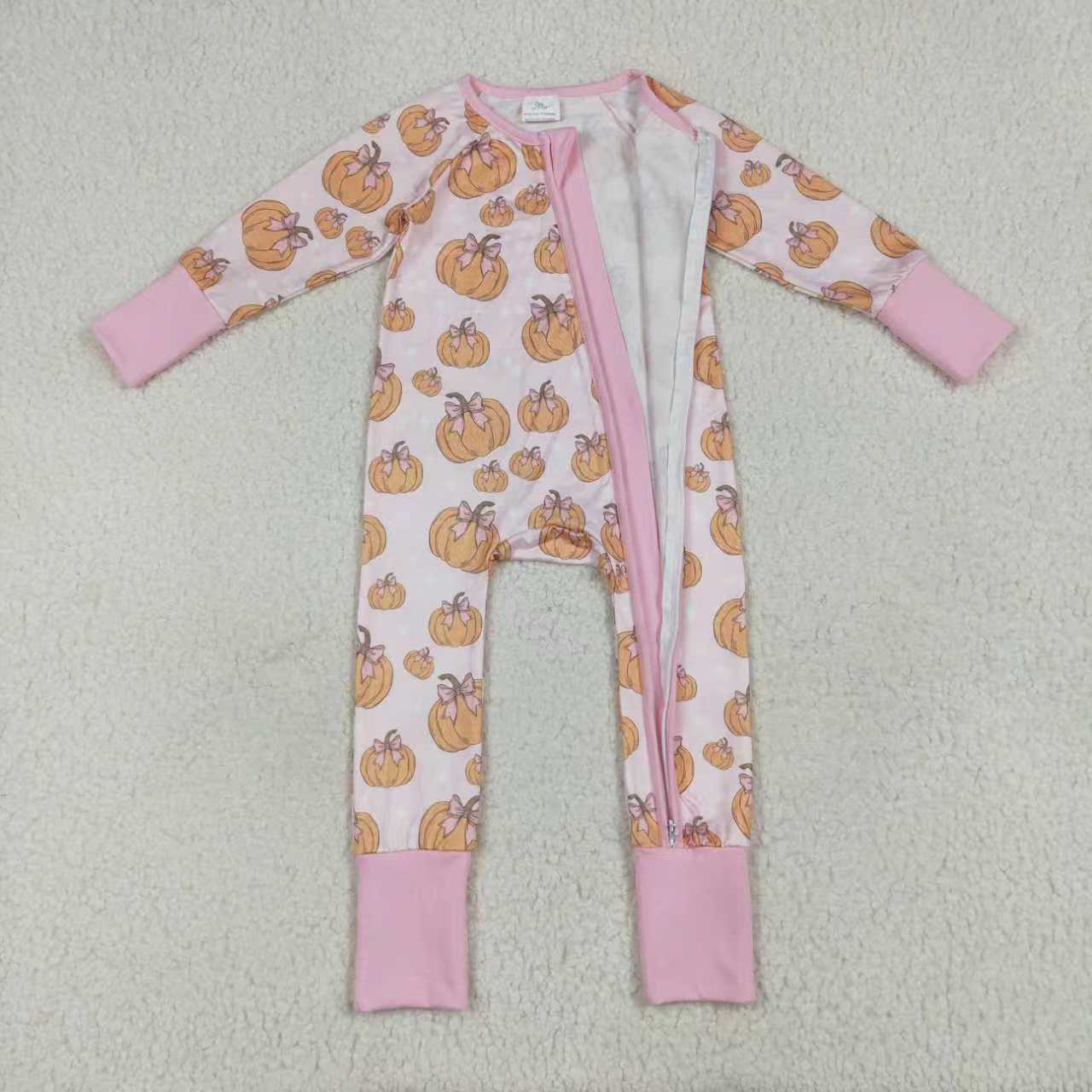 Autumn pumpkin romper/pajamas RTS Sibling Clothes