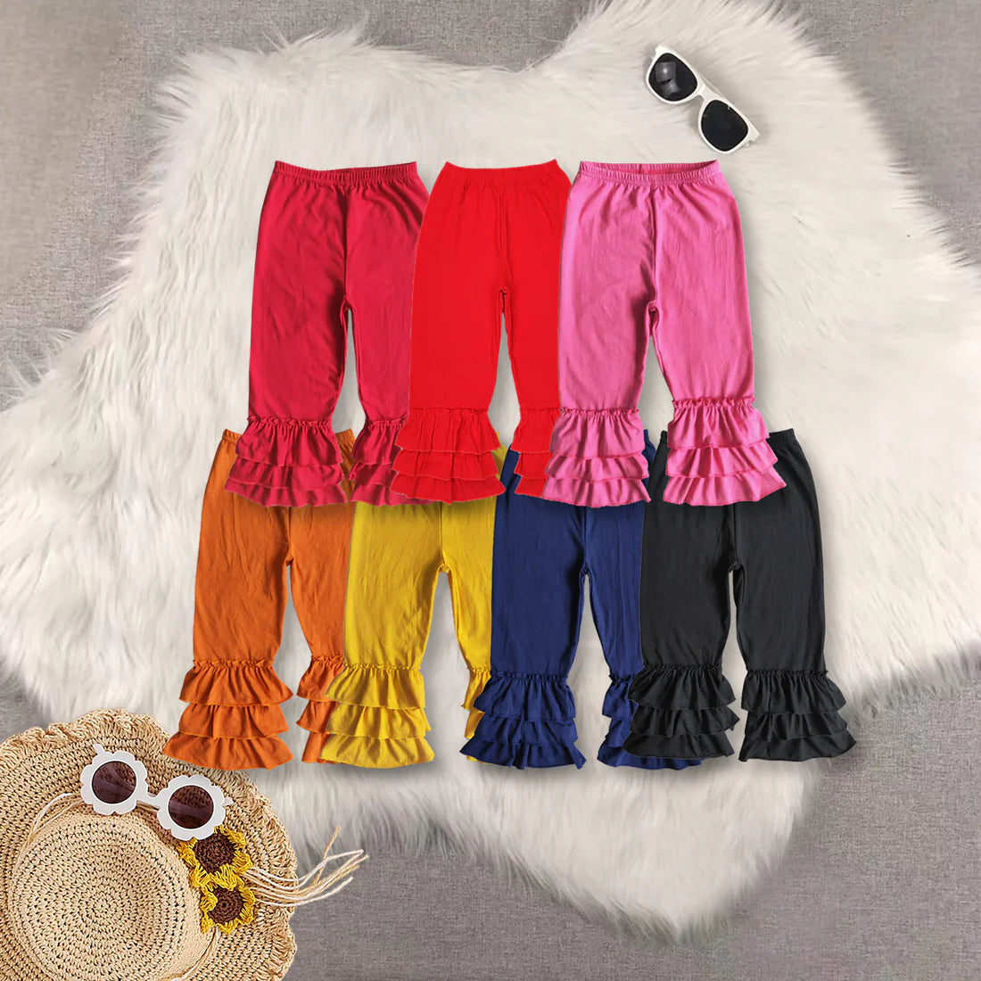 cotton solid color ruffles girls pants RTS Sibling Clothes