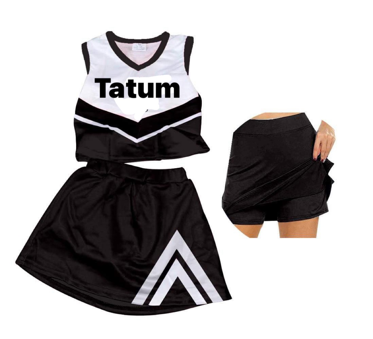 custom S 8.15 Black sleeveless skirt girls set