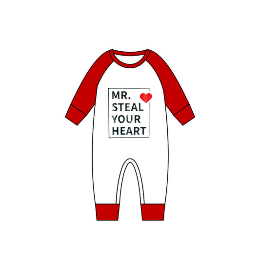 preorder Mr. steal your heart red long sleeve kids romper