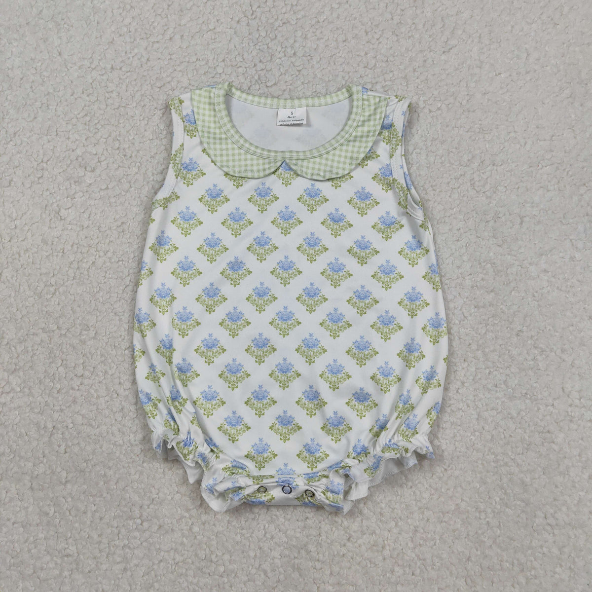 SR3513 Blue Flowers Sleeveless Girls Romper
