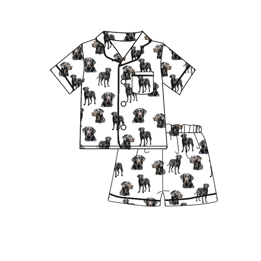custom style black dog 2 short sleeve shorts kids pajamas