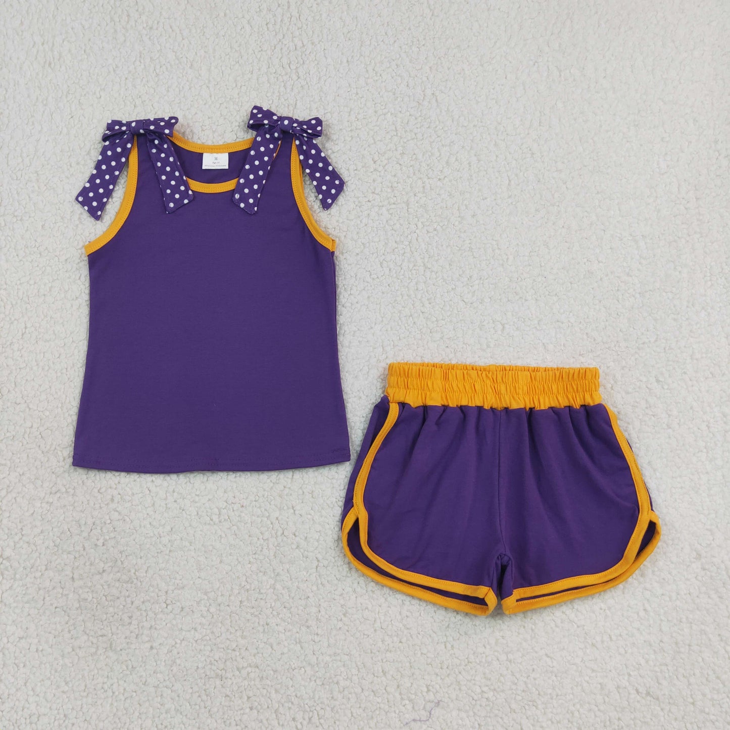 GSSO3826 Purple Bows Sleeveless Shorts Girls Set
