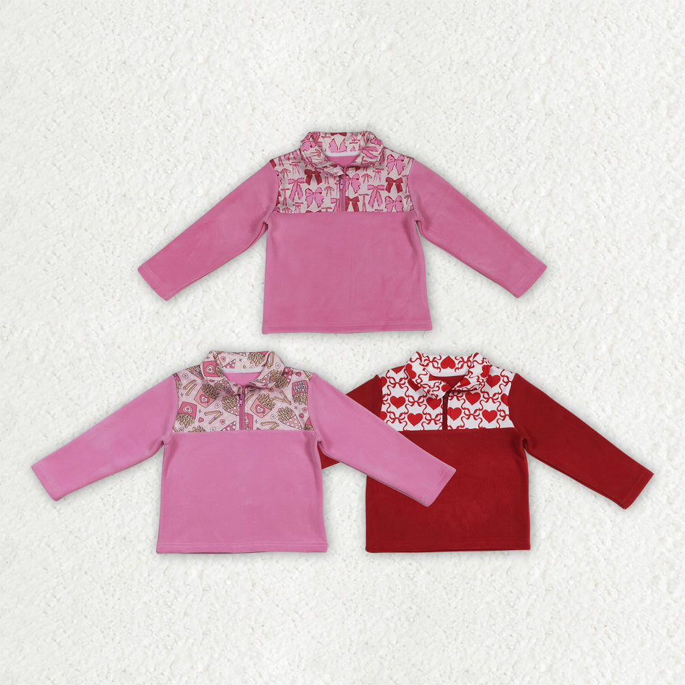 Sherpa Valentine's Day Zipper Girls Top Sibling Clothes RTS