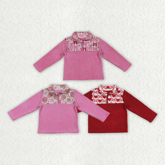 Sherpa Valentine's Day Zipper Girls Top Sibling Clothes RTS