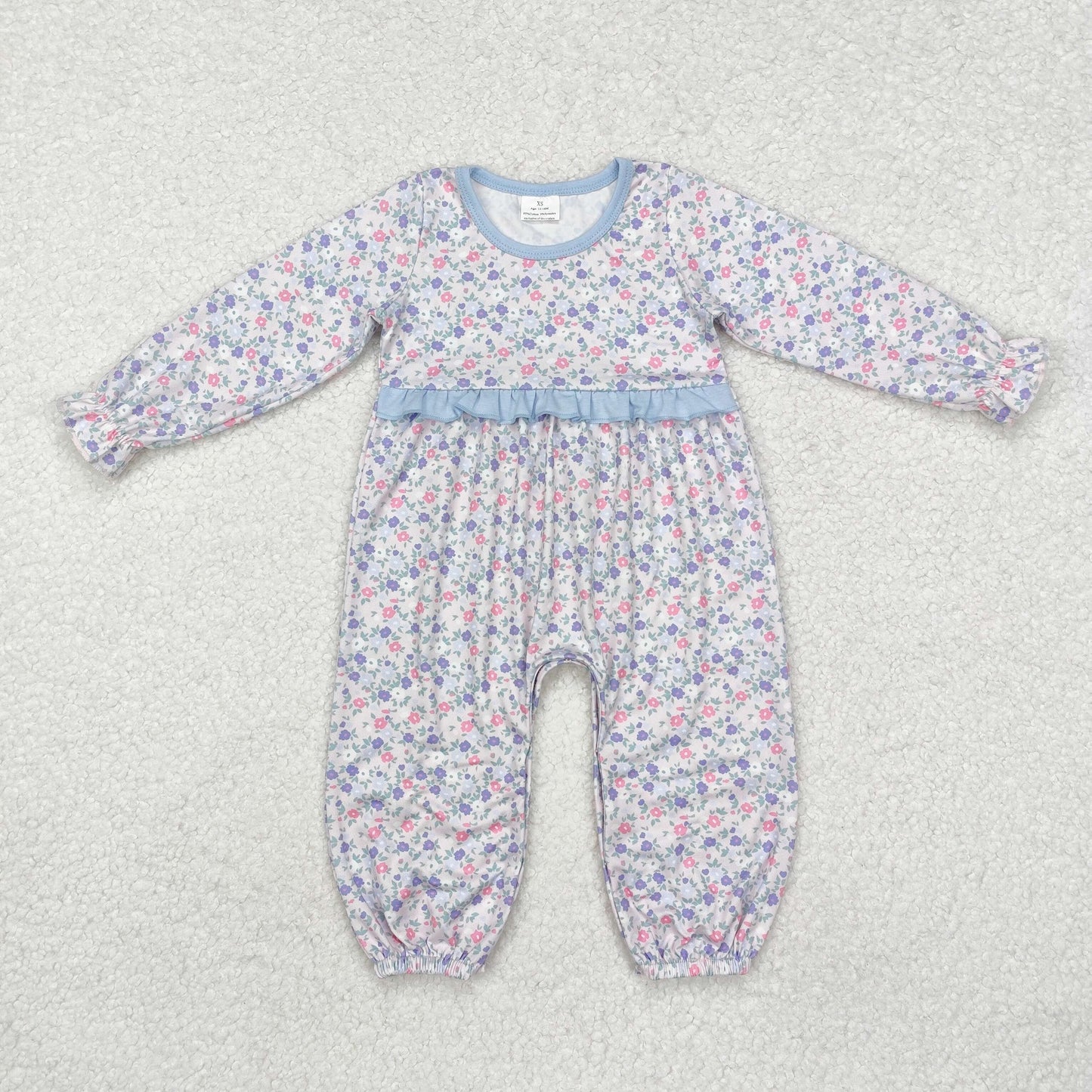 LR2072 colorful flowers floral long sleeve girls romper