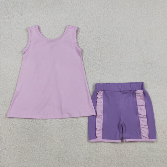 GSSO3461 Cartoon Princess Sleeveless With Bow Shorts Girls Set