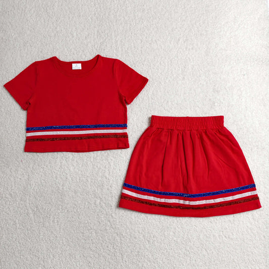 GSD3812 Red Short Sleeve Shorts Girls Set
