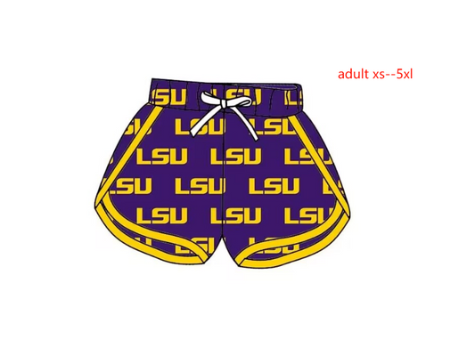 Custom S LSU purple adult shorts