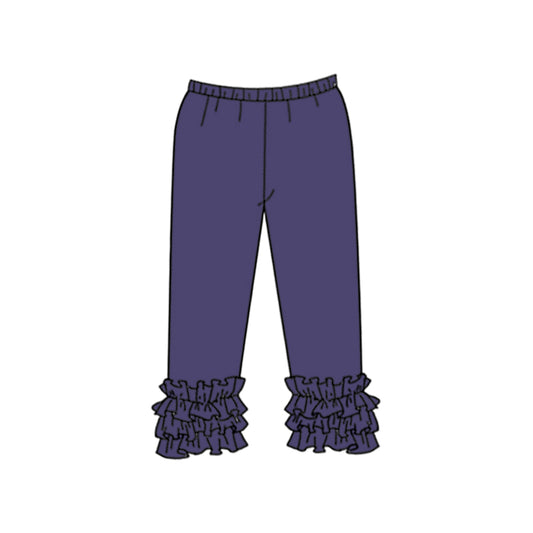 Custom style denim color ruffles girls pants