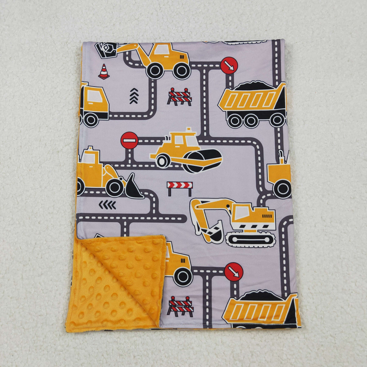BL0199 construction truck orange baby blanket