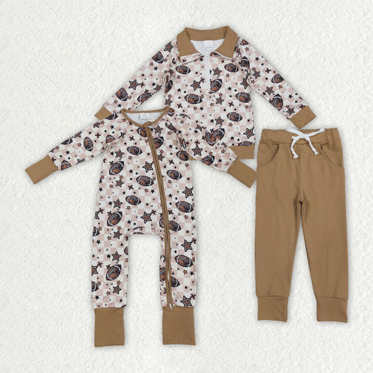football star checkered romper/set RTS Sibling Clothes
