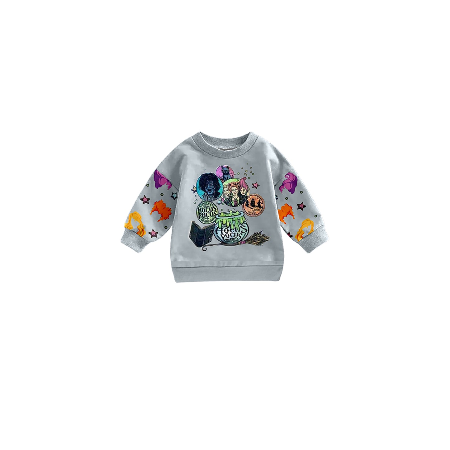 custom S 8.4 Halloween sorceress grey long sleeve kids top