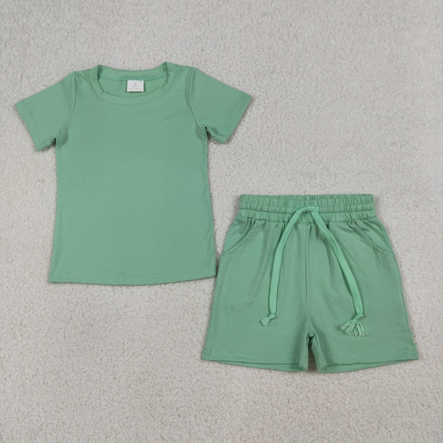 BSSO1886 Light Green Short Sleeve Shorts Boys Set