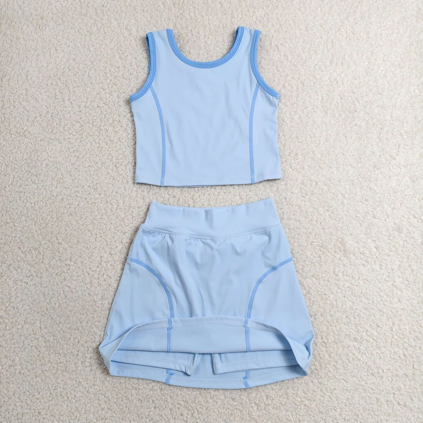 GSD2674 yoga blue sleeveless skirt skorts girls set