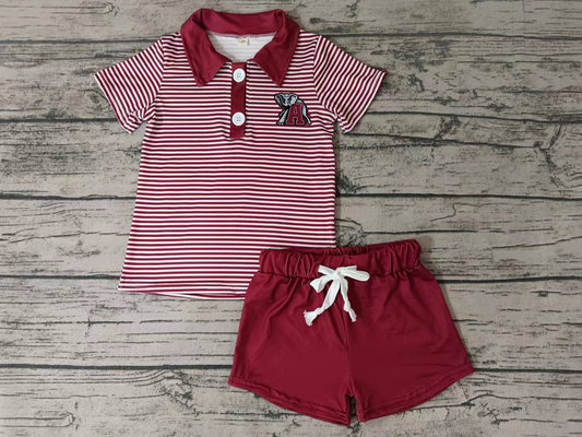 custom S 10.3 Red striped short sleeve pullover shorts boys set