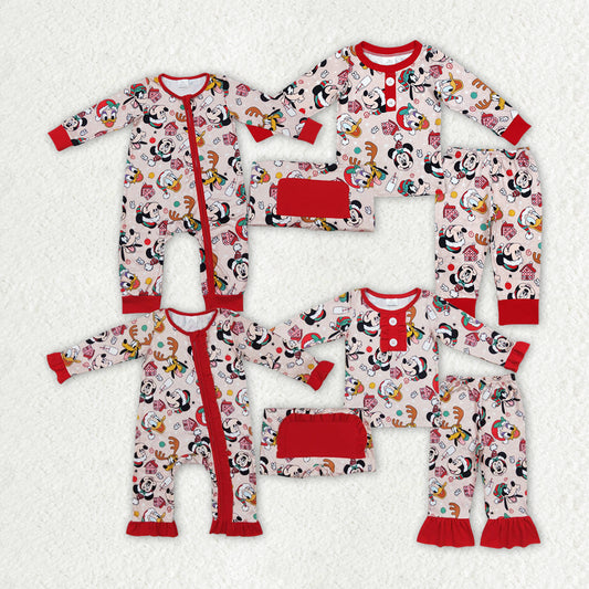 Christmas cartoon M red RTS pajamas sibling clothes