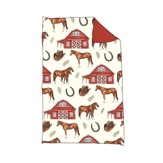custom Farm House Horse Baby Blanket