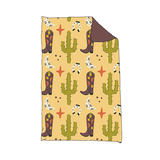 custom Western Boot Cactus Baby Blanket