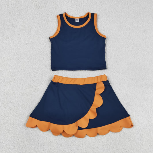 GSD4017 Yoga Navy Blue Sleeveless Skorts Girls Set