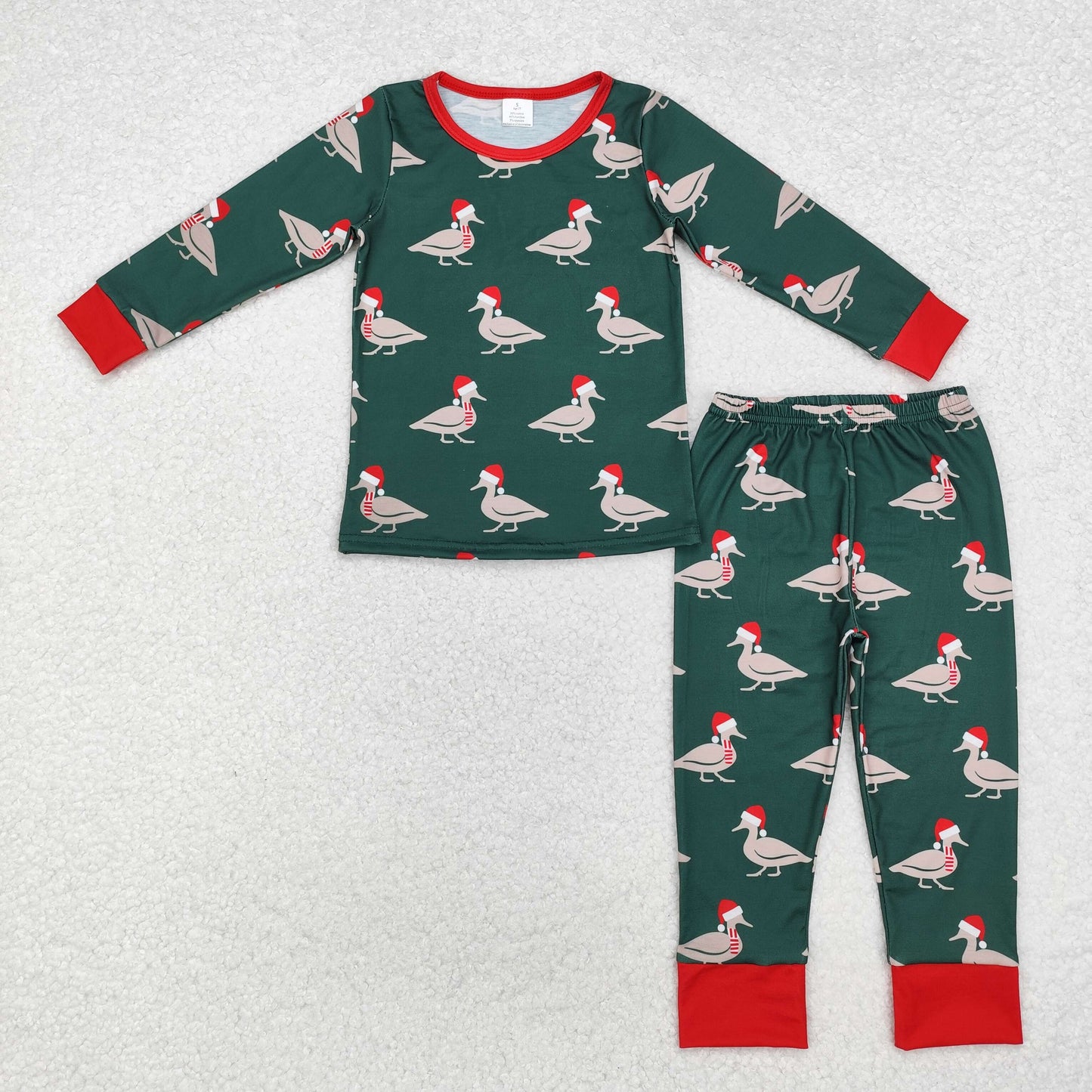 bamboo BLP0903 Christmas mallard duck hat green long sleeve pants boys pajamas