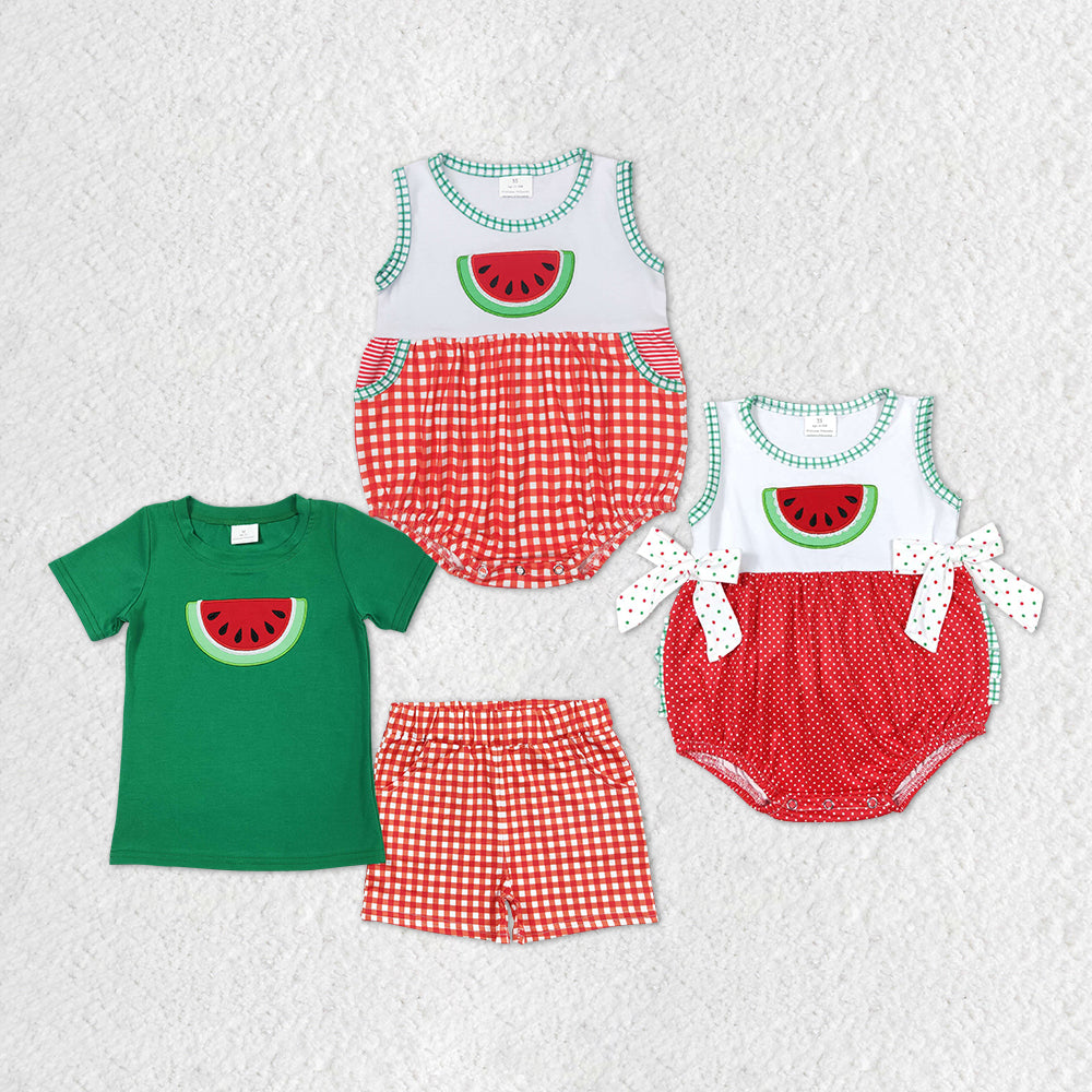 embroidery watermelon RTS sibling clothes