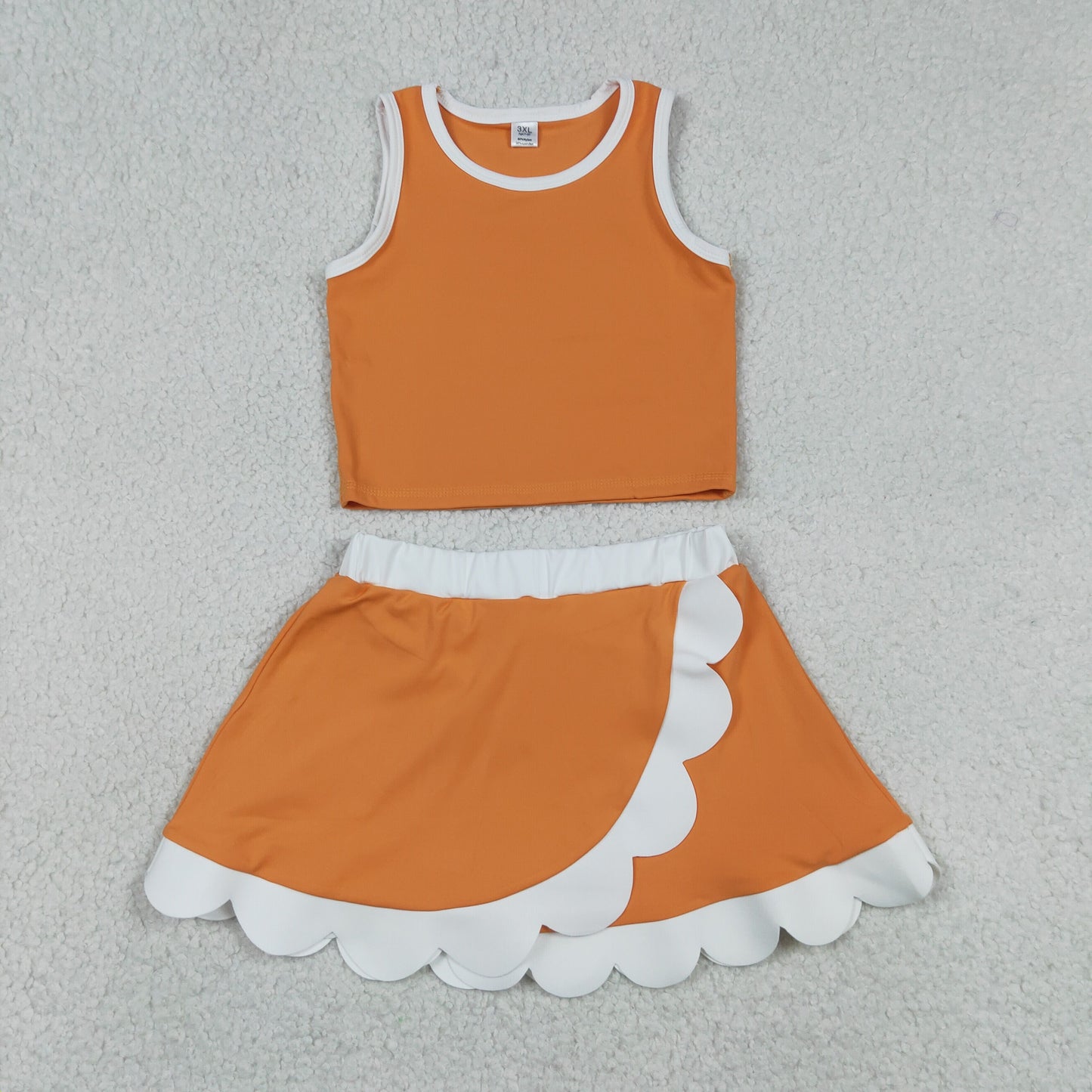 GSD4033 Yoga Cartoon Princess Orange Sleeveless Skorts Girls Set