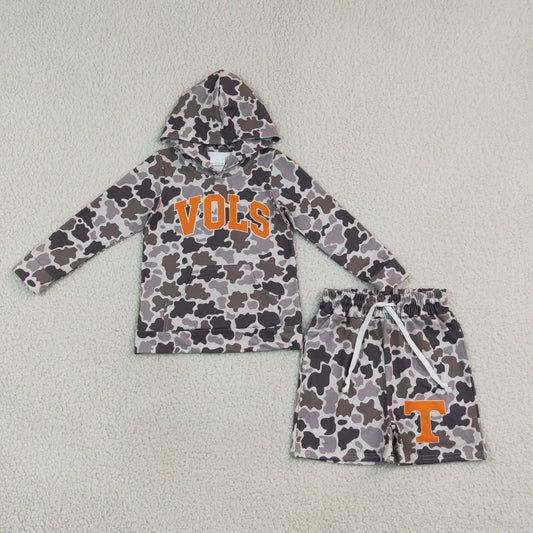 BLS0049 VOLS Camo Hoodie Long Sleeve Shorts Boys Set