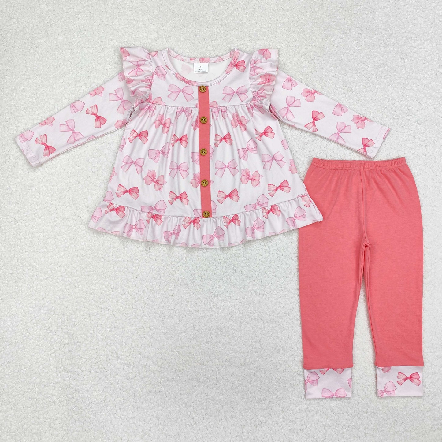 GLP1958 pink bows long sleeve watermelon red pants girls set