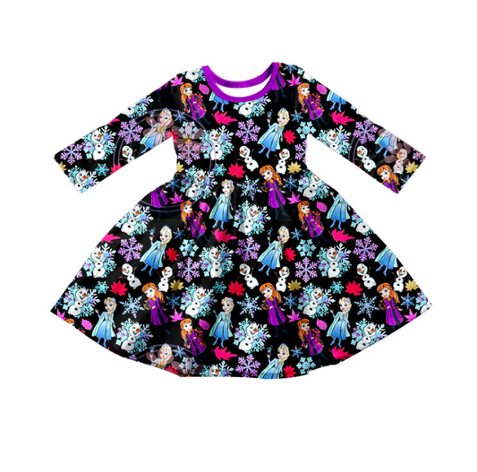 custom S 10.16 Cartoon princess long sleeve girls dress