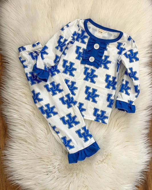 custom Team U blue long sleeve pants boys pajamas moq 3