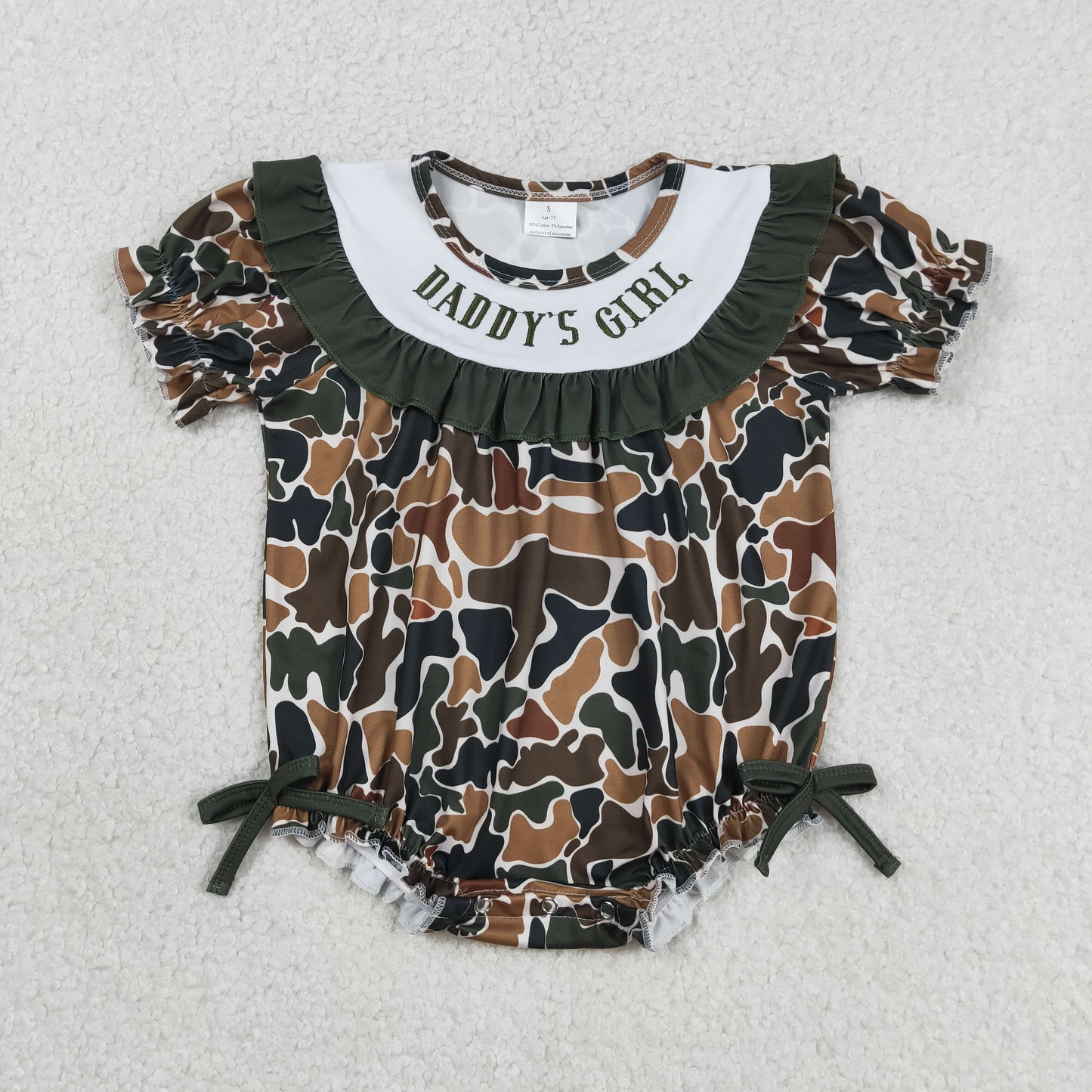Embroidery SR3916 Daddy's Girl Camo Short Sleeve Girls Romper