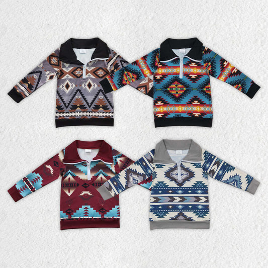 Aztec Zipper Long Sleeve Boys Top
