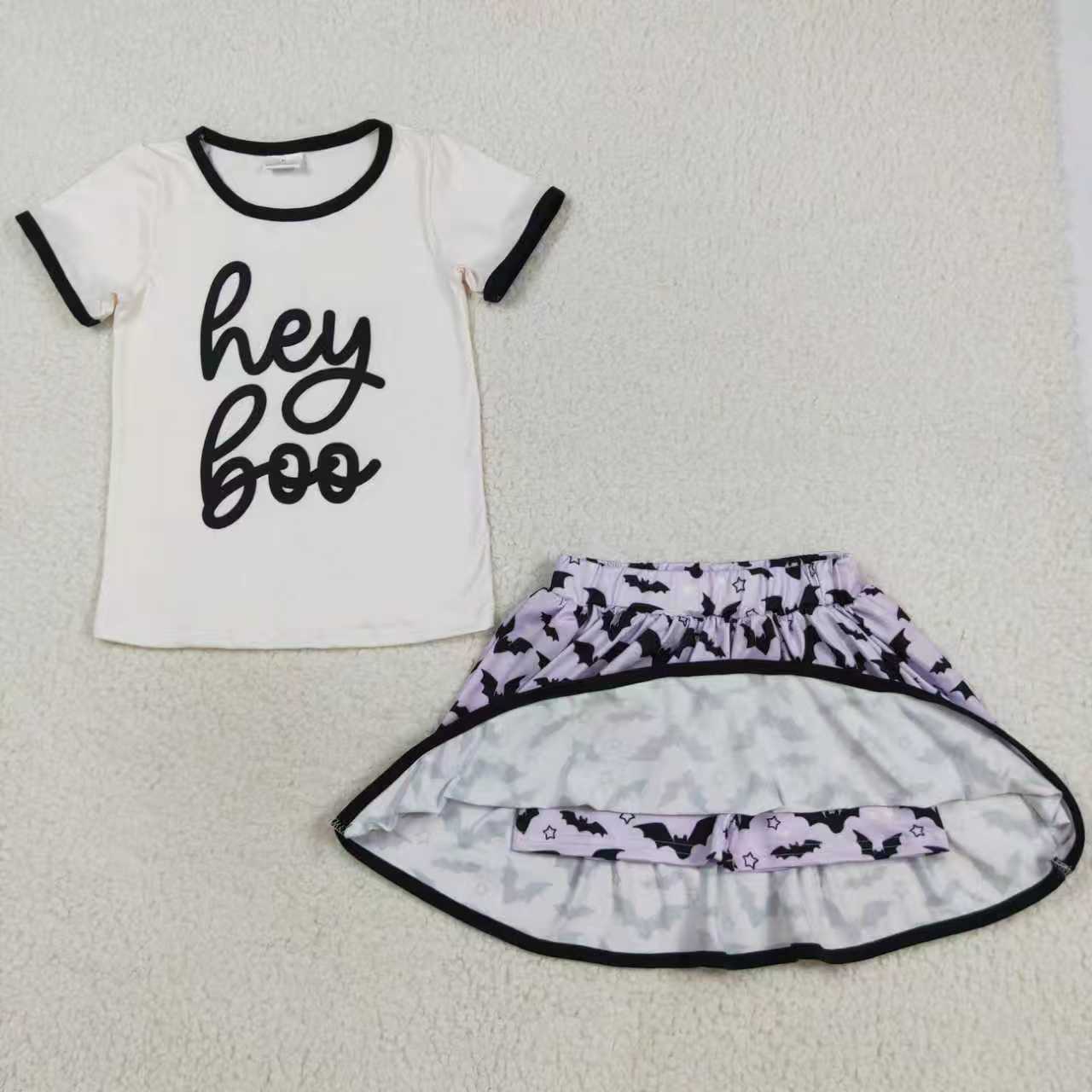 Halloween hey boo spooky skort girls set